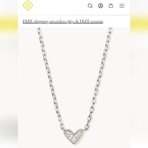 Kendra Scott Tiny Ari Heart Sterling Silver White Diamond Pendant Necklace